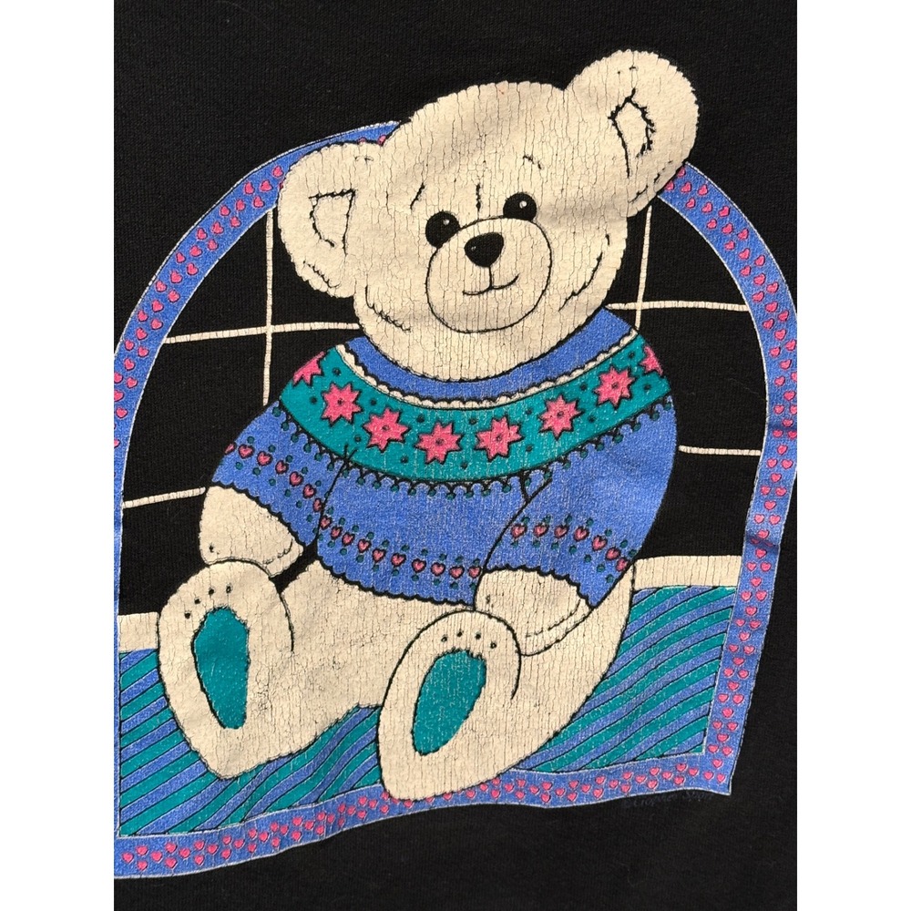 Vintage 90s Gopher Sport Teddy Bear Graphic Raglan Sweatshirt - Picture 2 of 5
